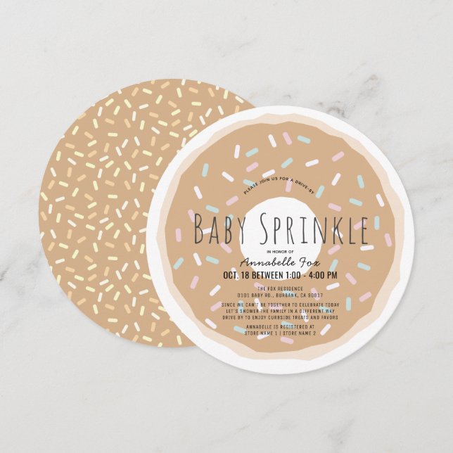 Caramel Doughnut Baby Sprinkle Shower Circle Invitation (Front/Back)