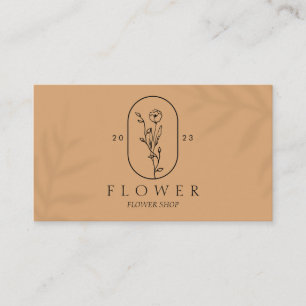 Caramel Elegant Ivy Shadow Leaf Frame Flower Business Card