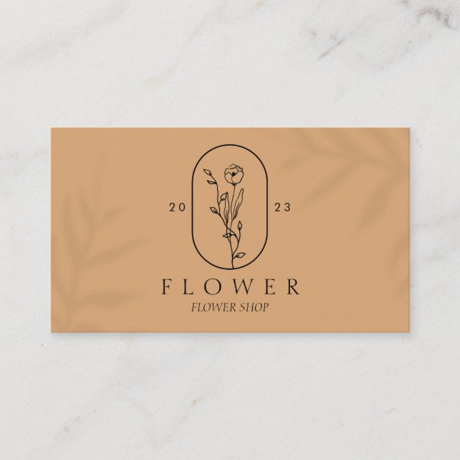 Caramel Elegant Ivy Shadow Leaf Frame Flower Business Card (Front)