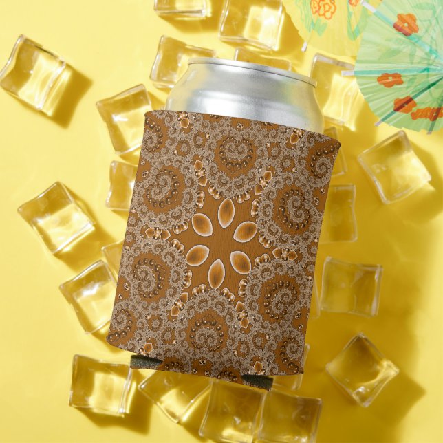 Caramel Fractal Lace  Can Cooler (In Situ Summer)