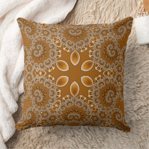 Caramel Fractal Lace Cushion