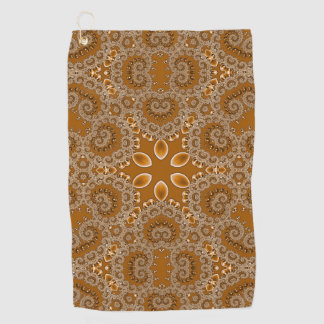 Caramel Fractal Lace  Golf Towel
