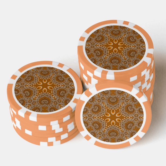 Caramel Fractal Lace  Poker Chips (Stack)