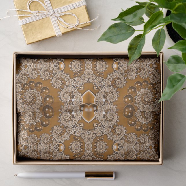 Caramel Fractal Lace Tissue Paper (Gift)