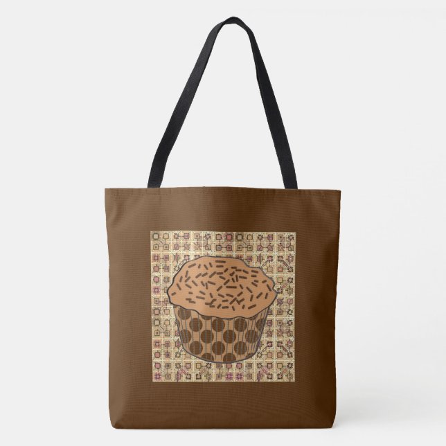 Caramel Frosted Cupcake with Sprinkles Tote Bag (Front)