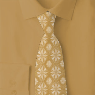 Caramel Geometric Floral Tie
