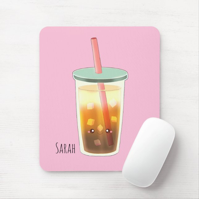 Caramel Iced Coffee With Cream Foam  Mouse Mat (With Mouse)