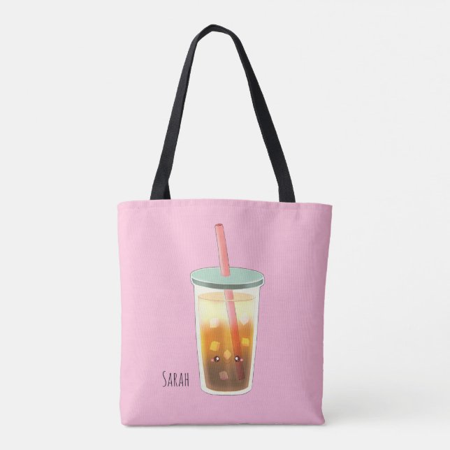 Caramel Iced Coffee With Cream Foam  Tote Bag (Back)