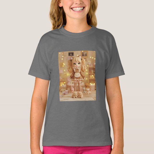 Caramel Kitten Kawaii Doll T-Shirt (Front)