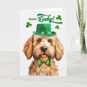 Caramel Labradoodle Feelin' Lucky St Patrick's Day Holiday Card