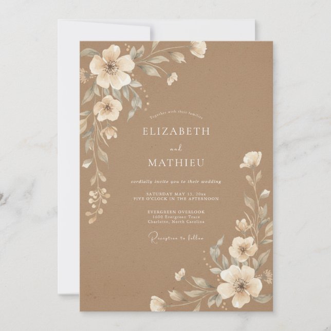 Caramel Mellow Rustic Wedding Invitation (Front)