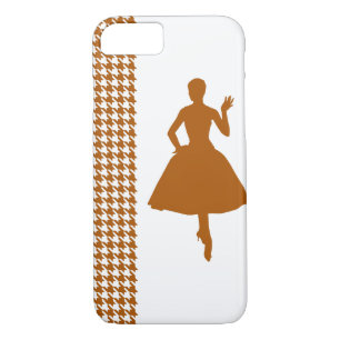Caramel Modern Houndstooth with fashion Silhouette iPhone 8/7 Case