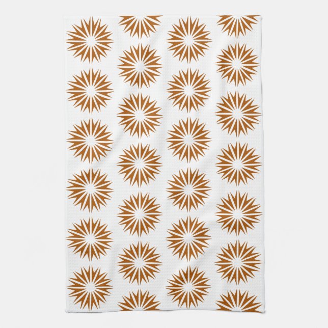 Caramel Modern Sunbursts Tea Towel (Vertical)
