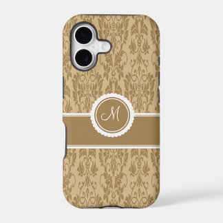 Caramel Monogrammed Damask iPhone 5 Case