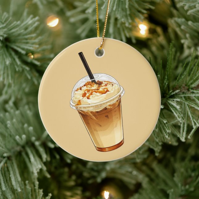 Caramel & Nuts Iced Coffee  Ceramic Tree Decoration (Tree)