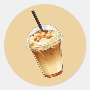 Caramel & Nuts Iced Coffee Classic Round Sticker