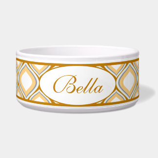 Caramel Ogee Personalised Ceramic Dog Bowl