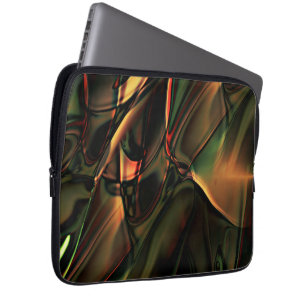 Caramel or aged woody relief with a shade of green laptop sleeve