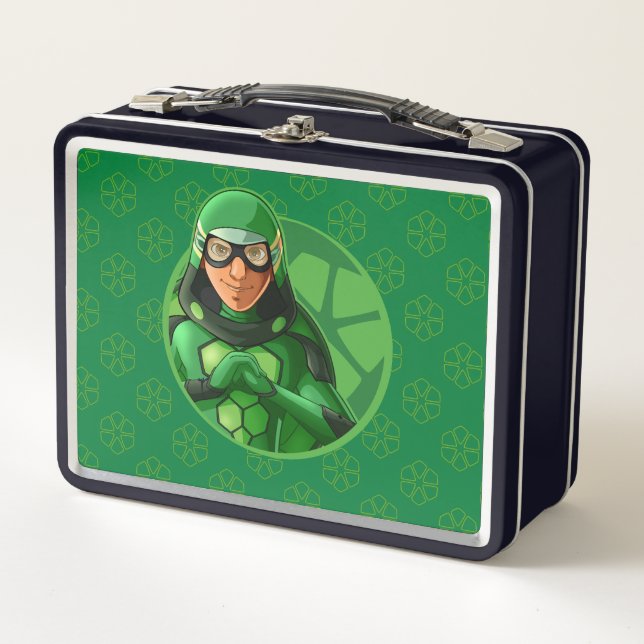 Carapace Green Badge Metal Lunch Box (Front)