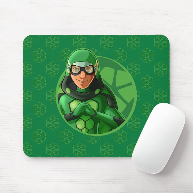 Carapace Green Badge Mouse Mat (With Mouse)
