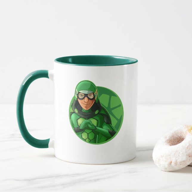 Carapace Green Badge Mug (With Donut)