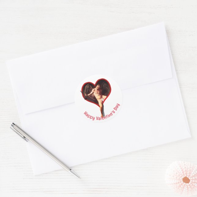 Caravaggio Cupid Valentine's Day Classic Round Sticker (Envelope)