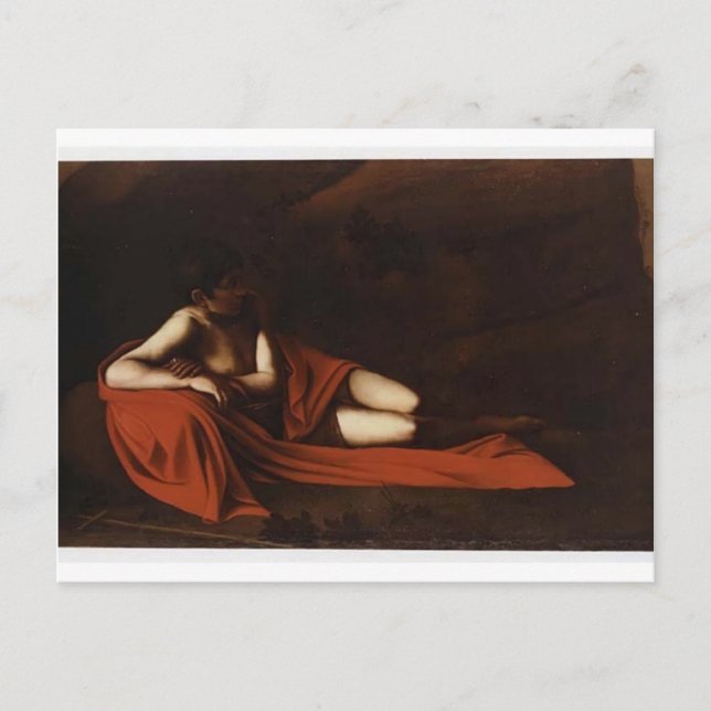 Caravaggio- John the Baptist (Reclining Baptist) Postcard (Front)