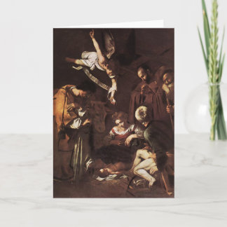 Caravaggio -Nativity with St Francis & St Lawrence Holiday Card