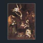 Caravaggio -Nativity with St Francis & St Lawrence Postcard<br><div class="desc">Caravaggio -Nativity with St Francis & St Lawrence.
Famous painting by one of the worlds most renowned Italian artists.</div>