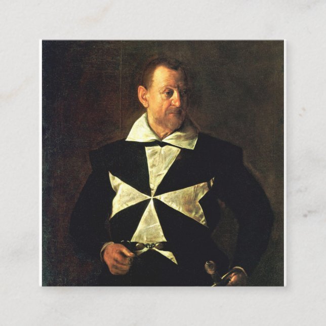 Caravaggio- Portrait Of Fra Antonio Martelli Square Business Card (Front)