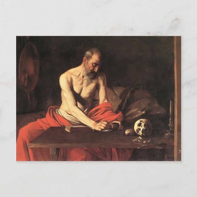 Caravaggio- Saint Jerome Writing Postcard (Front)