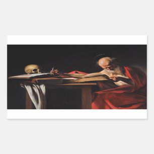 Caravaggio - Saint Jerome Writing Rectangular Sticker