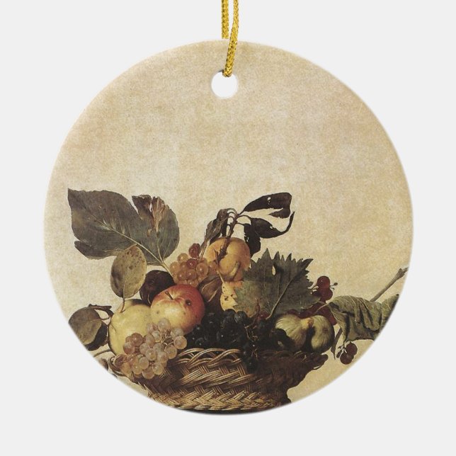 Caravaggio's Basket of Fruit Ceramic Tree Decoration (Front)
