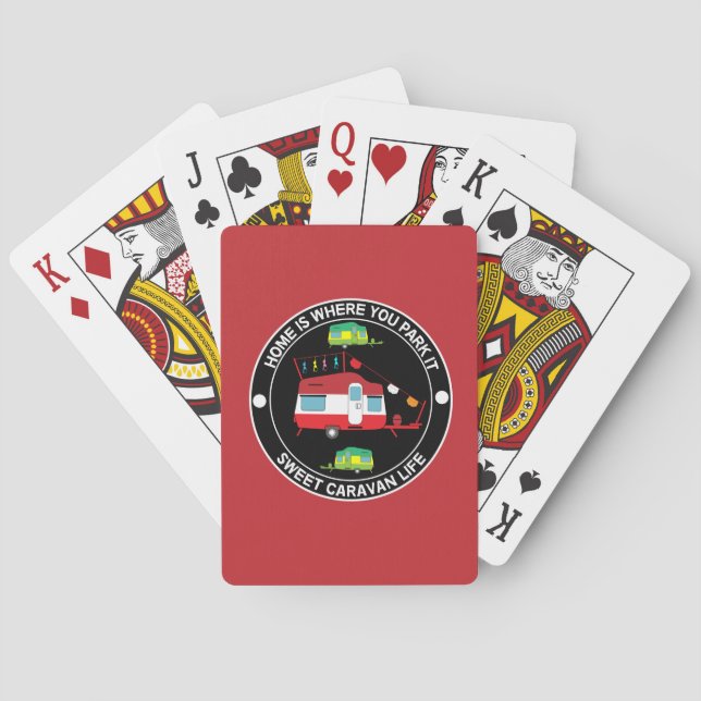 Caravan Art gifts - Love My Caravan Coffee Mug Doo Playing Cards (Back)