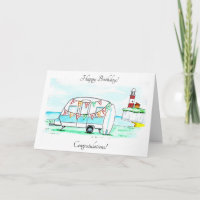 Caravan & Bunting Birthday Card