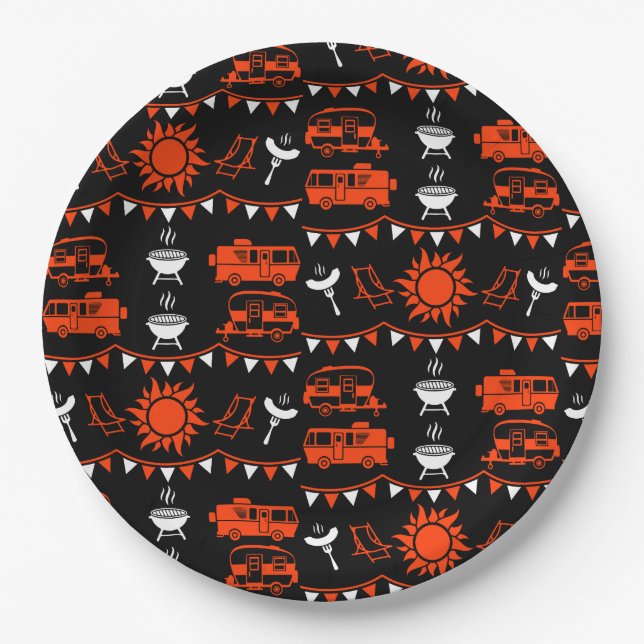 Caravan Camping Decor Paper Plate (Front)