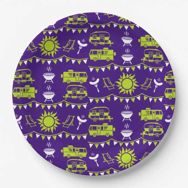 Caravan Camping Decor Paper Plate (Front)