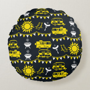 Caravan Camping Decor Round Cushion
