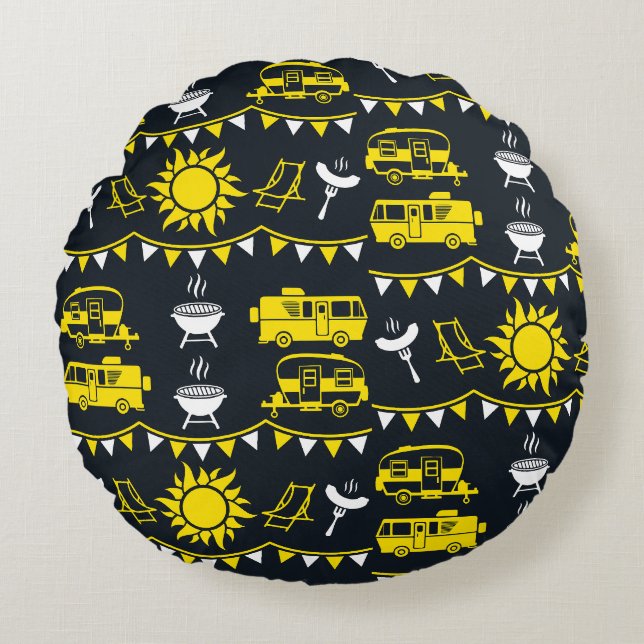 Caravan Camping Decor Round Cushion (Front)