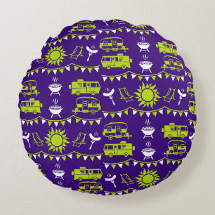 Caravan Camping Decor Round Cushion