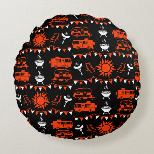 Caravan Camping Decor Round Cushion