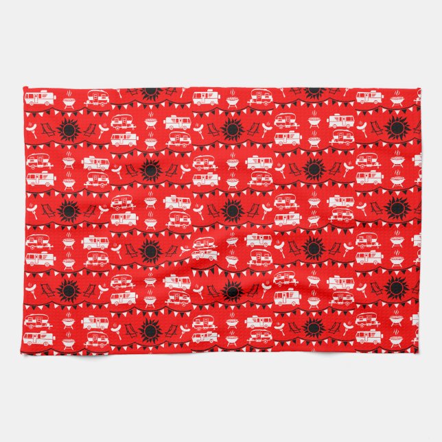 Caravan Camping Decor Tea Towel (Horizontal)