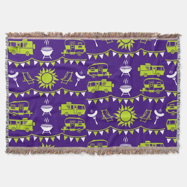 Caravan Camping Decor Throw Blanket (Front)
