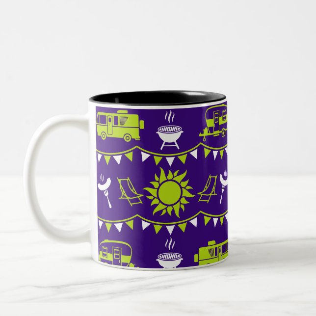 Caravan Camping Decor Two-Tone Coffee Mug (Left)