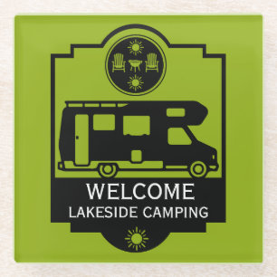 Caravan Campsite Business Glass Coaster