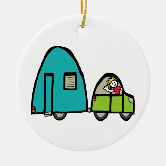 Caravan Ceramic Tree Decoration (Front)