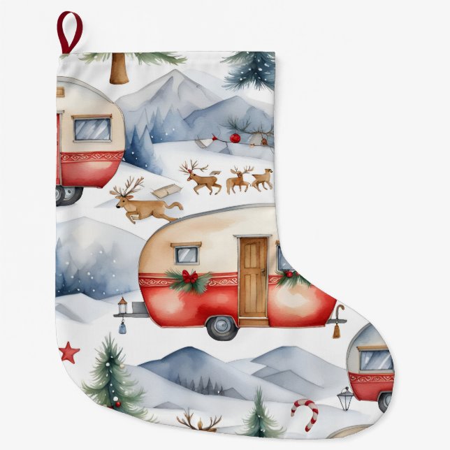 Caravan Christmas  Large Christmas Stocking (Front)