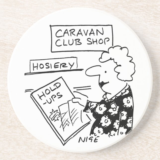 Caravan Club Shop Hosiery Hold-Ups Cartoon Coaster (Front)