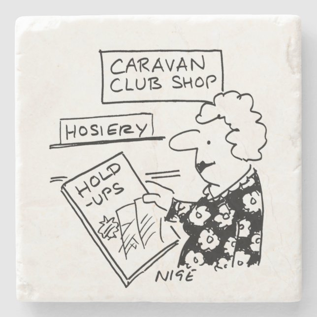 Caravan Club Shop Hosiery Hold-Ups Cartoon Stone Coaster (Front)