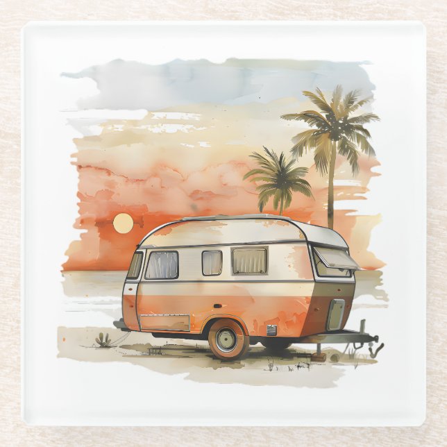 Caravan Glass Coaster (Front)